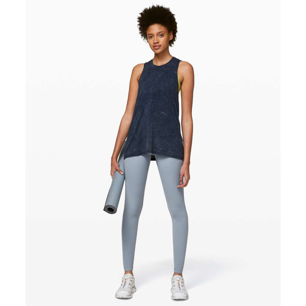 LULULEMON ELEMENT Blue Cloud WASHED COTTON Long Active Twist Tank Top WOMENS S 4 - Picture 3 of 9